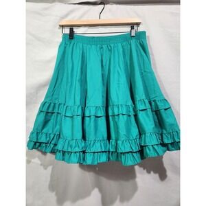 Vintage Partners Please! Malco Modes Green Swing Skirt Tiered Square Dance Small